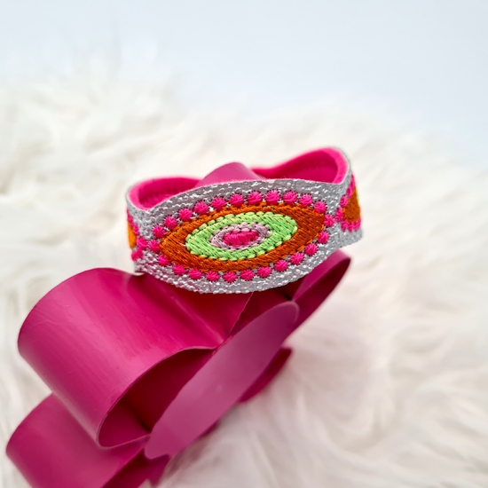 Preview: Armband in silber/pink/neon, 19cm lang